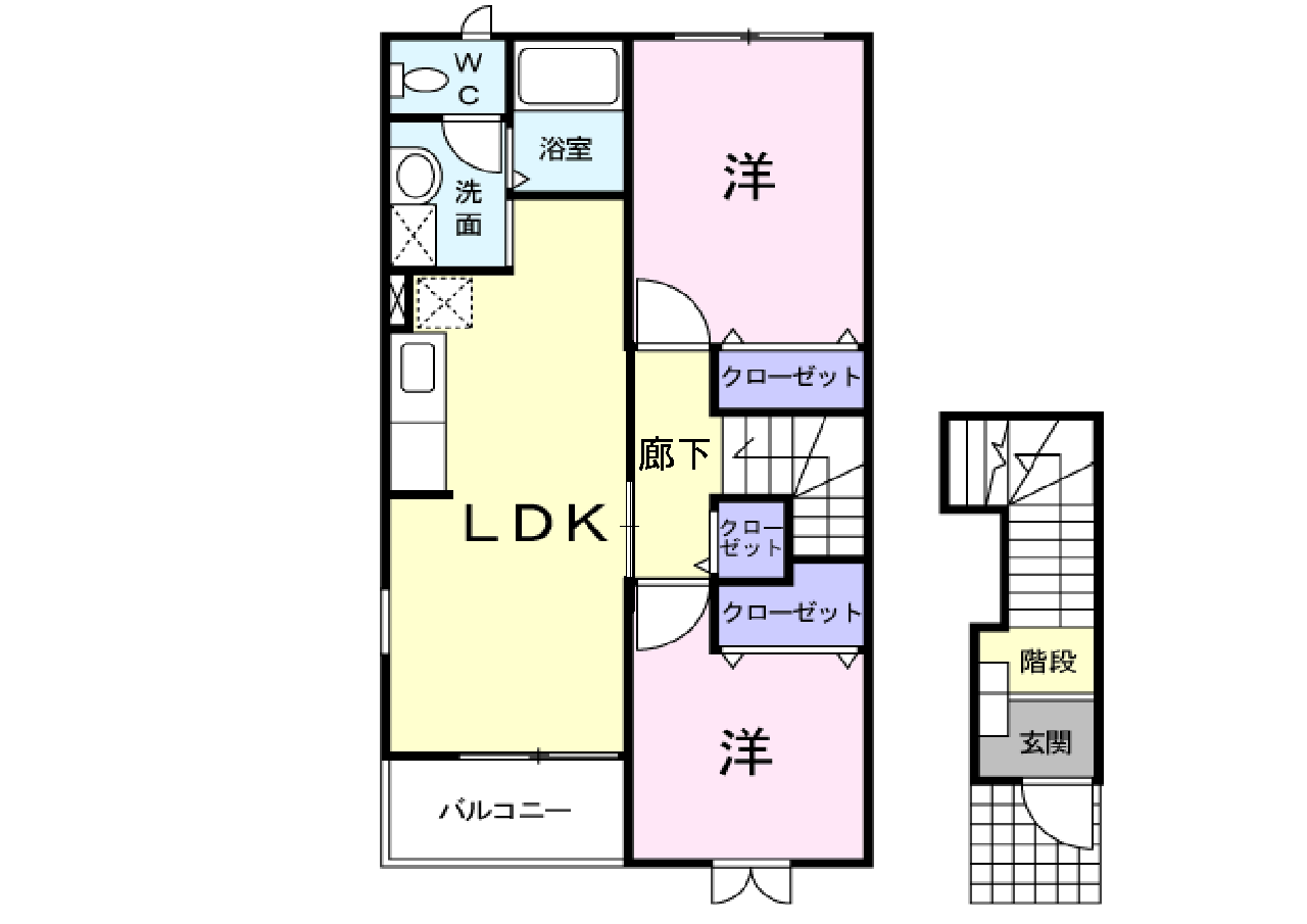 【防府市大字浜方】2LDK　2階/2階建て　メロディハイム横入川　201号室