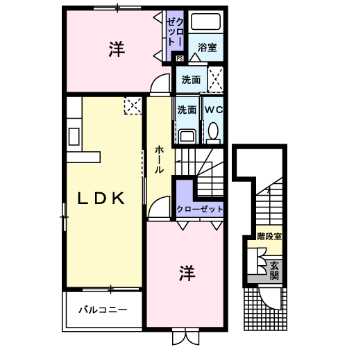 【防府市大字浜方】2LDK　2階/201号室　ヴァンクールC