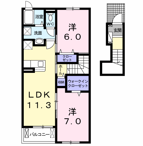 【防府市大字浜方】2LDK　2階/2階建　エスポワール　ホウフⅣ　203号室