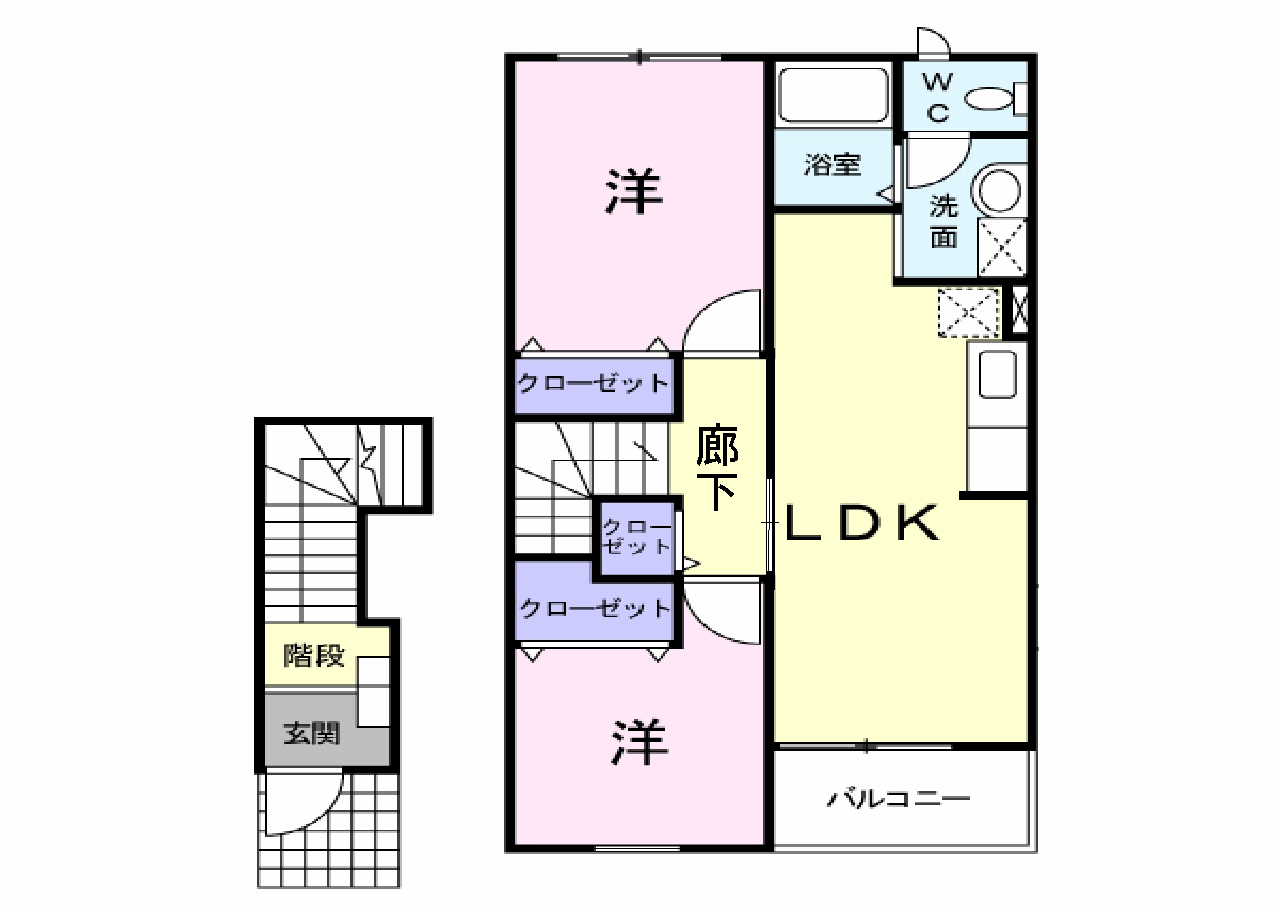 【防府市大字浜方】2LDK　2階/2階建て　メロディハイム横入川F202号室