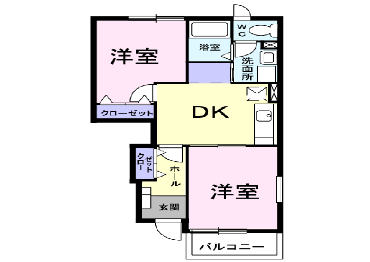 【防府市大字浜方】2DL　1階/2階建て　メロディハイム横入川103号室