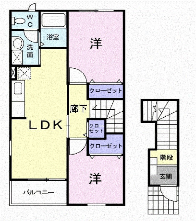 【防府市大字浜方】2LDK　2階/2階建て　メロディハイム横入川G201号室