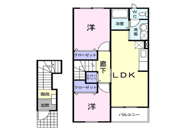 【防府市大字浜方】2LDK　2階/2階建て　メロディハイム横入川　202号室