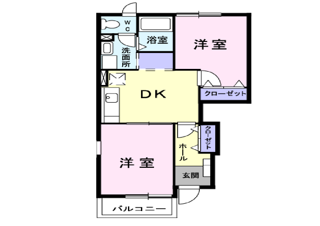 【防府市大字浜方】2DK　1階/2階建て　　メロディハイム横入川　101号室