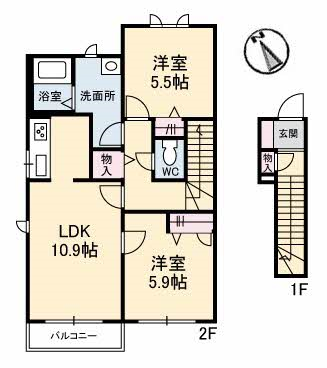 【防府市江泊】賃貸　２ＬＤＫ　シャルマンラフォーレＣ棟202号室